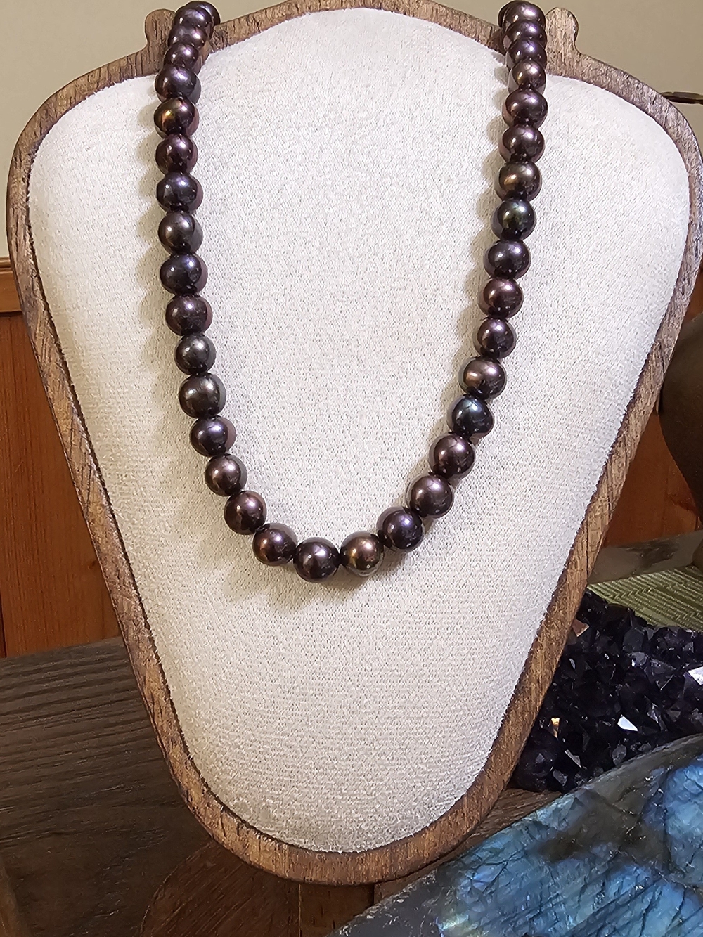 Peacock Fresh Water Pearl Choker, With Sterling Silver Toggle Clasp